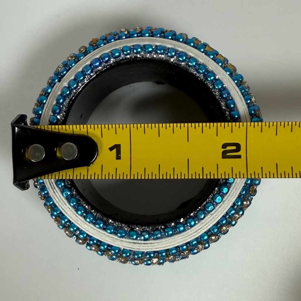 Aman Beaded Napkin Rings Set of 2‎ Blue Gold Decorative Dining Table - Picture 5 of 5
